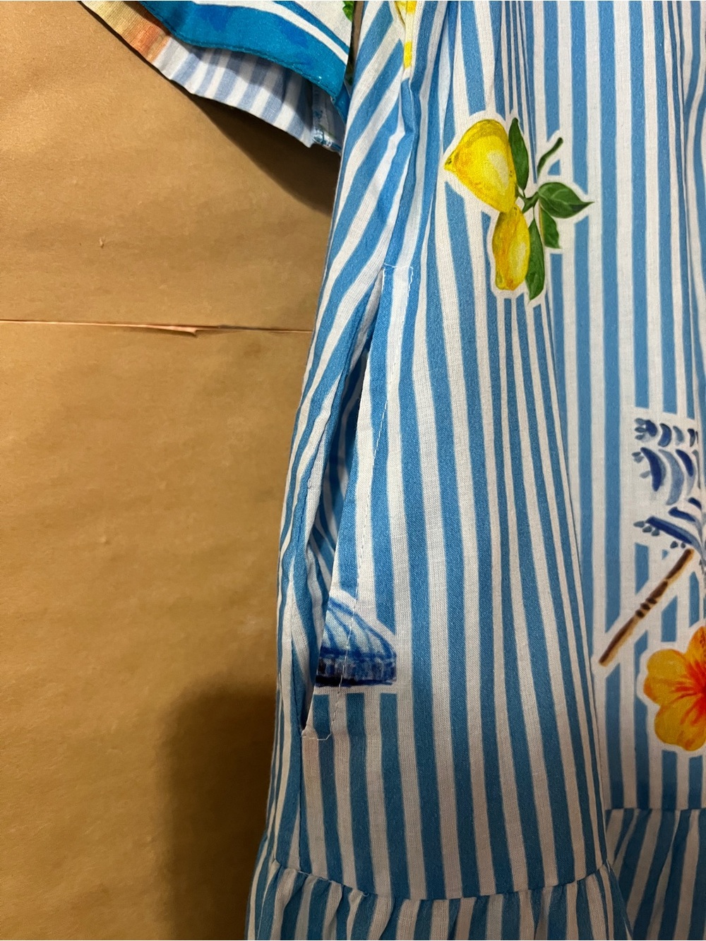 IslaPayal | Lisbon Mini Dress Martini Blue Stripe Lemons Button Front Size XL - Picture 7 of 12